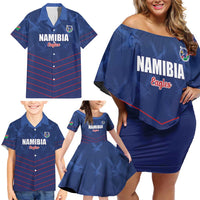 Custom Namibia Cricket Family Matching Off Shoulder Short Dress and Hawaiian Shirt Go Eagles Go - Wonder Print Shop