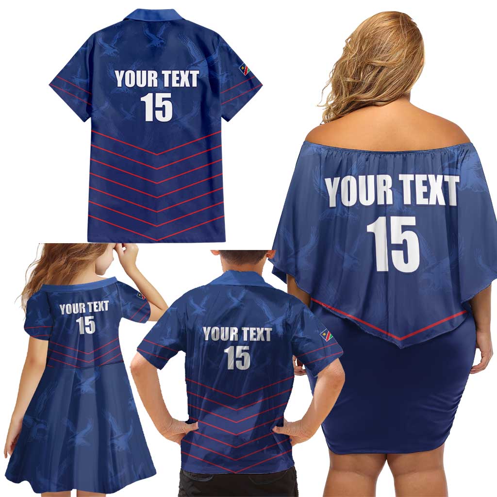 Custom Namibia Cricket Family Matching Off Shoulder Short Dress and Hawaiian Shirt Go Eagles Go - Wonder Print Shop