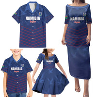 Custom Namibia Cricket Family Matching Puletasi and Hawaiian Shirt Go Eagles Go - Wonder Print Shop