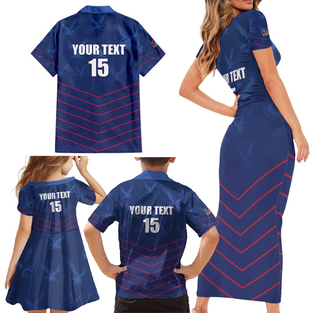 Custom Namibia Cricket Family Matching Short Sleeve Bodycon Dress and Hawaiian Shirt Go Eagles Go - Wonder Print Shop