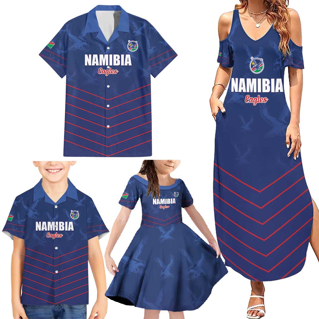 Custom Namibia Cricket Family Matching Summer Maxi Dress and Hawaiian Shirt Go Eagles Go - Wonder Print Shop