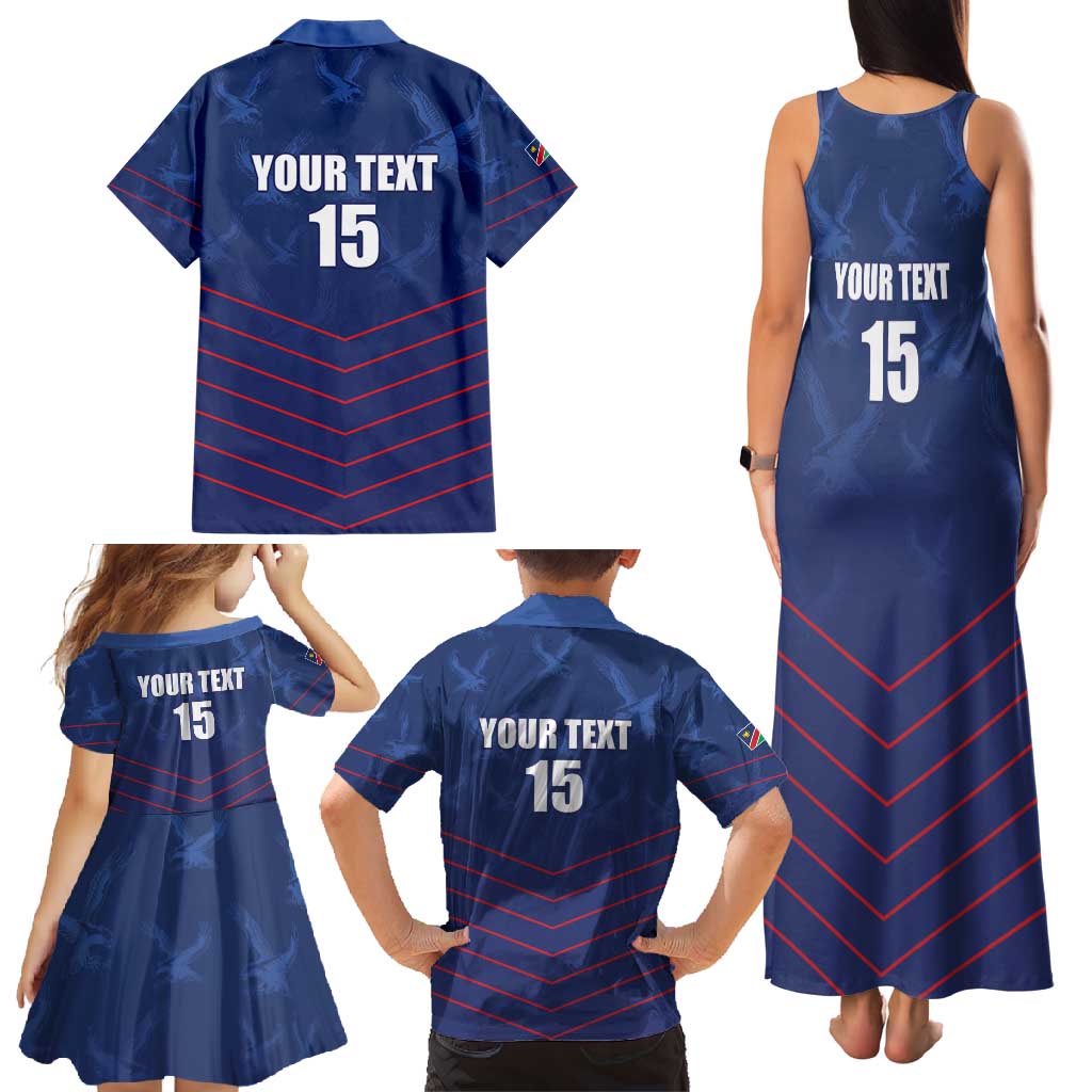 Custom Namibia Cricket Family Matching Tank Maxi Dress and Hawaiian Shirt Go Eagles Go - Wonder Print Shop