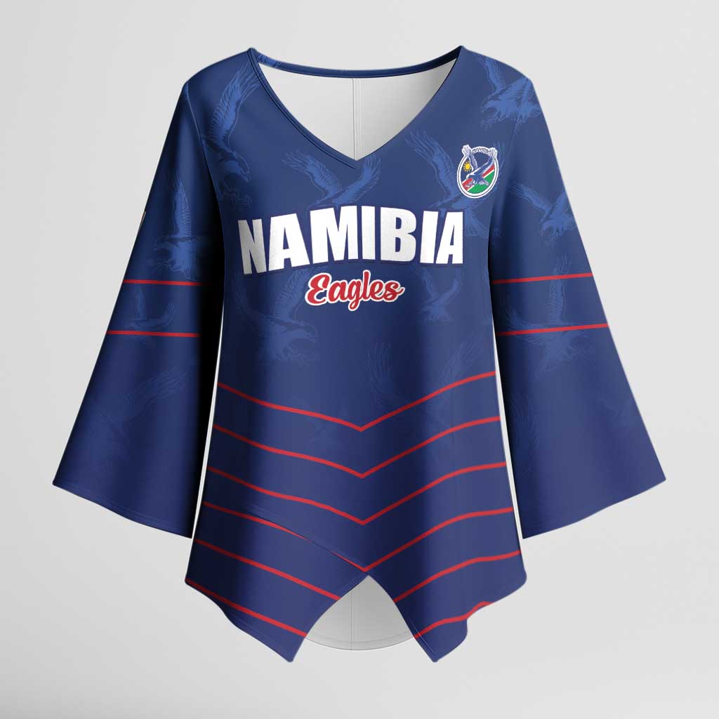 Custom Namibia Cricket Kimono Sleeve Blouse Go Eagles Go - Wonder Print Shop