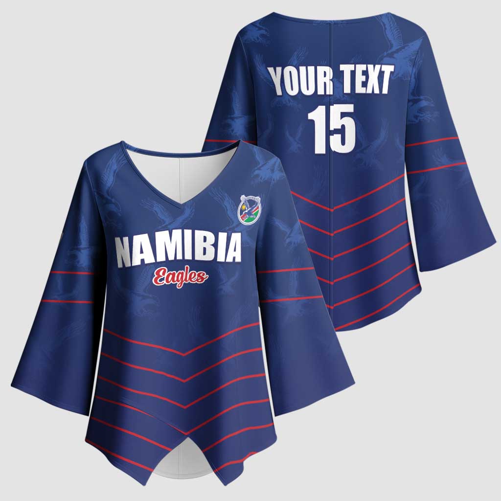 Custom Namibia Cricket Kimono Sleeve Blouse Go Eagles Go - Wonder Print Shop