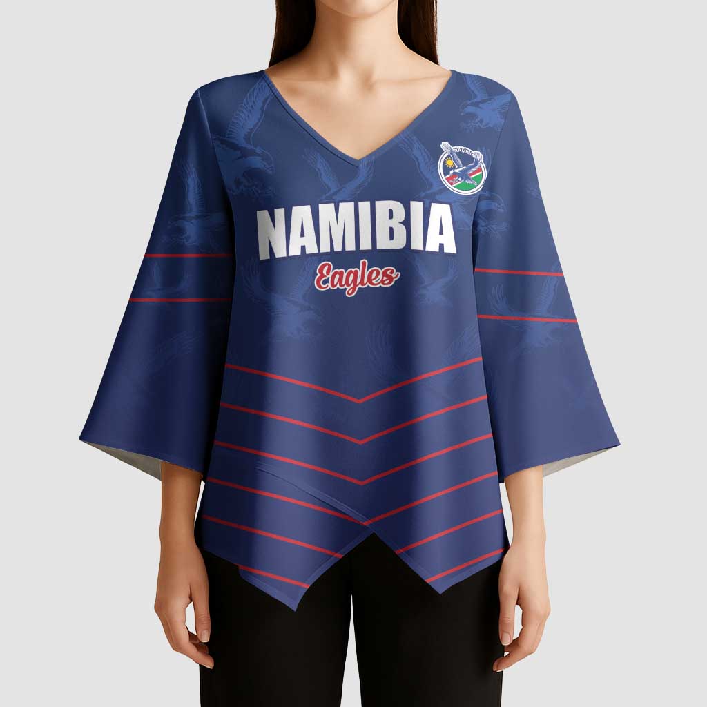 Custom Namibia Cricket Kimono Sleeve Blouse Go Eagles Go - Wonder Print Shop