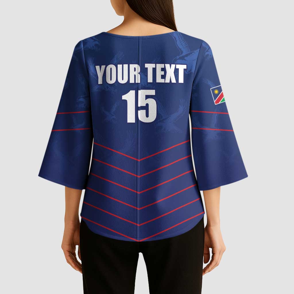 Custom Namibia Cricket Kimono Sleeve Blouse Go Eagles Go - Wonder Print Shop