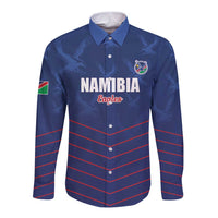 Custom Namibia Cricket Long Sleeve Button Shirt Go Eagles Go - Wonder Print Shop