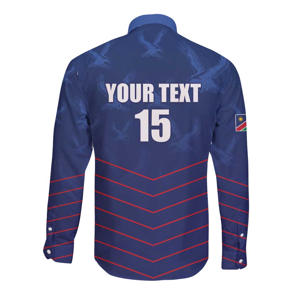 Custom Namibia Cricket Long Sleeve Button Shirt Go Eagles Go - Wonder Print Shop