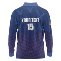 Custom Namibia Cricket Long Sleeve Polo Shirt Go Eagles Go - Wonder Print Shop