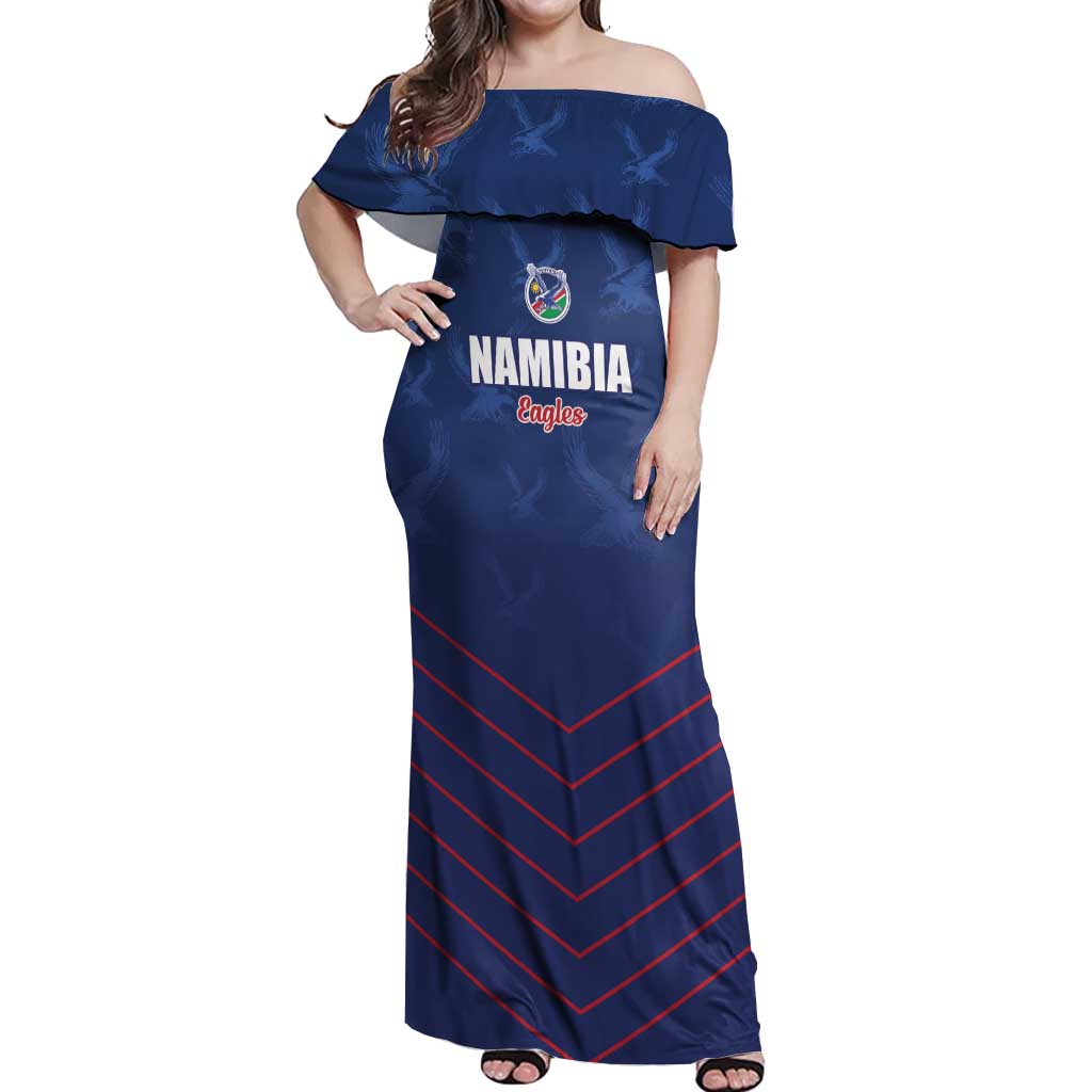 Custom Namibia Cricket Off Shoulder Maxi Dress Go Eagles Go - Wonder Print Shop