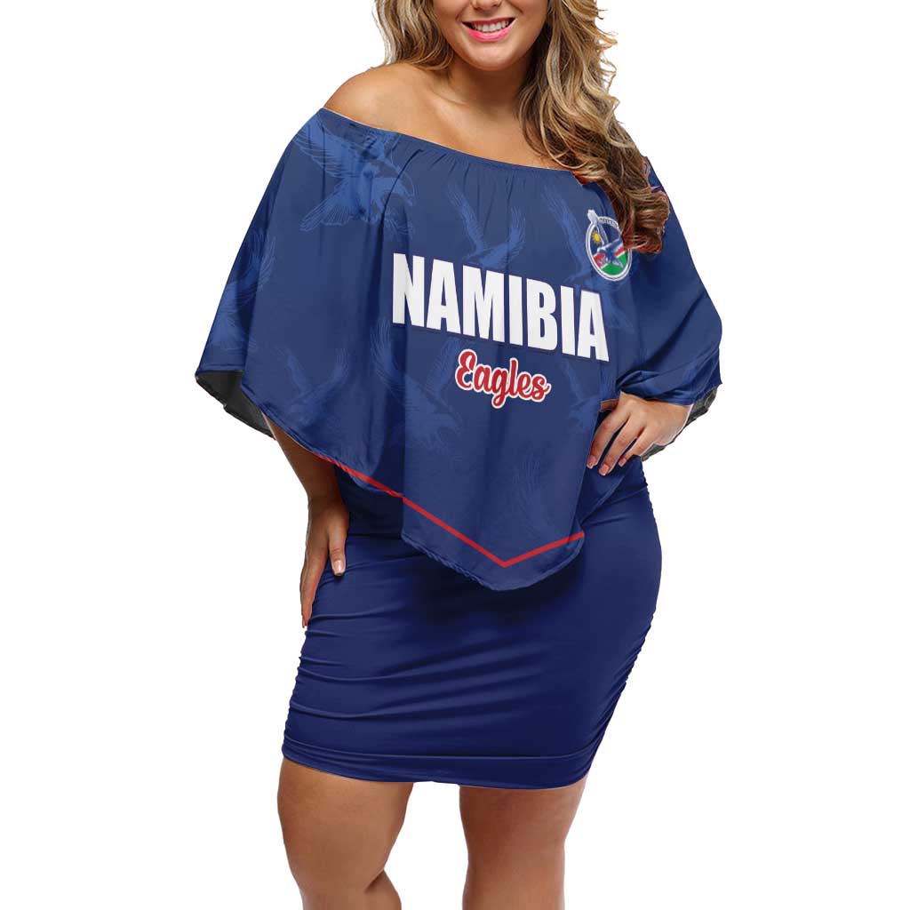 Custom Namibia Cricket Off Shoulder Short Dress Go Eagles Go - Wonder Print Shop