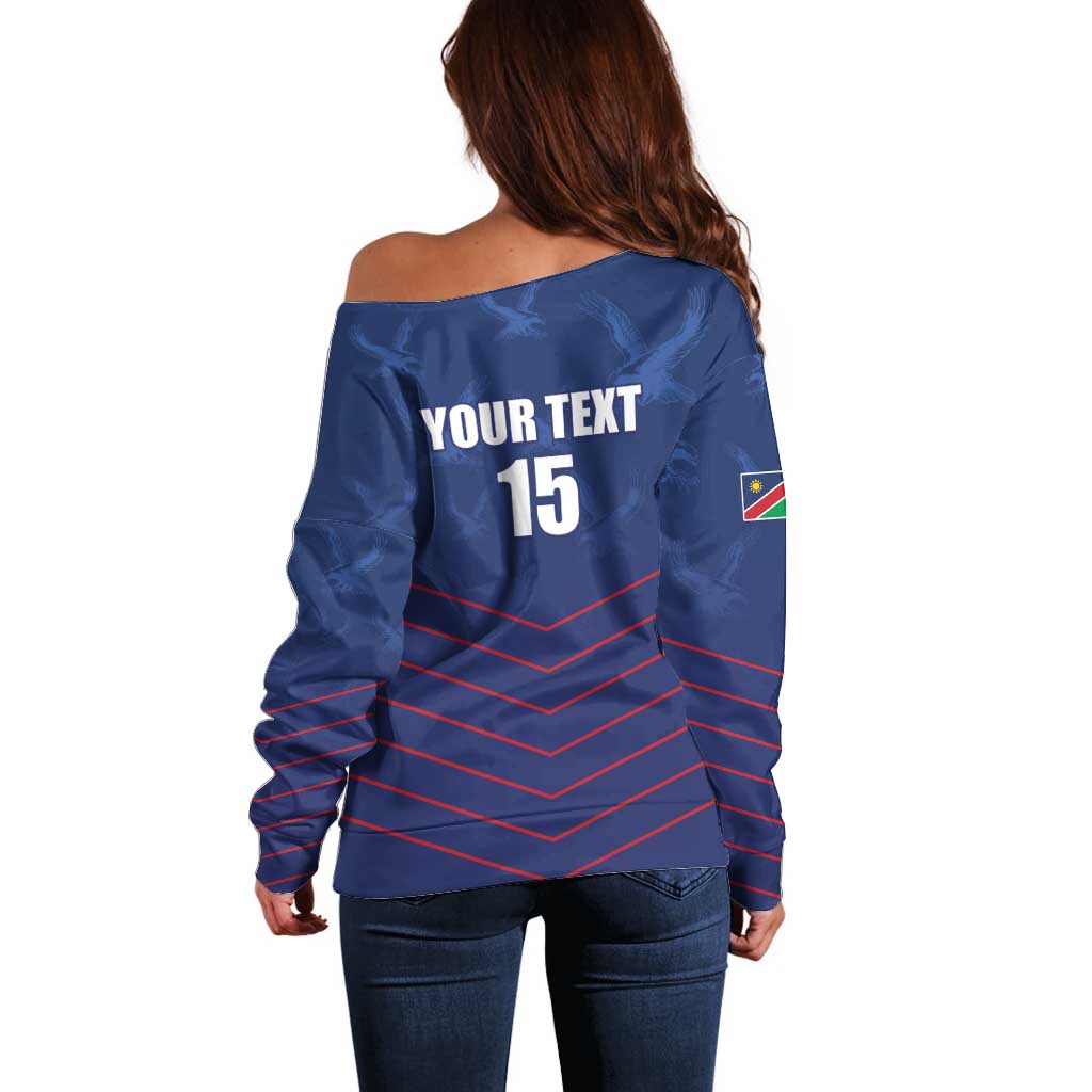 Custom Namibia Cricket Off Shoulder Sweater Go Eagles Go - Wonder Print Shop