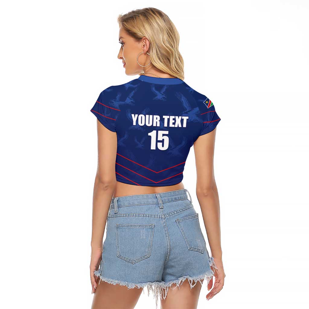 Custom Namibia Cricket Raglan Cropped T Shirt Go Eagles Go - Wonder Print Shop