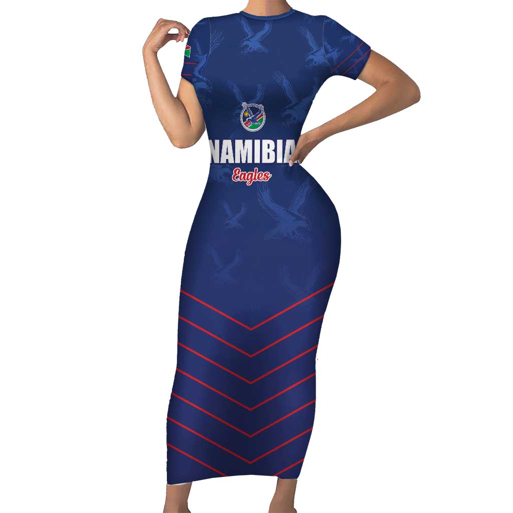 Custom Namibia Cricket Short Sleeve Bodycon Dress Go Eagles Go - Wonder Print Shop