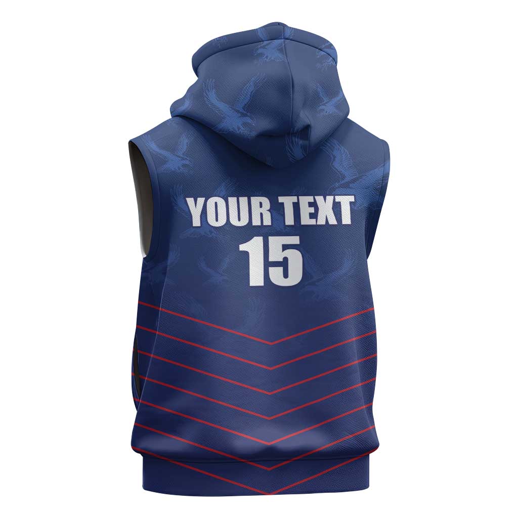 Custom Namibia Cricket Sleeveless Hoodie Go Eagles Go - Wonder Print Shop
