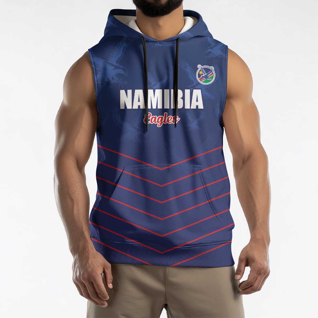 Custom Namibia Cricket Sleeveless Hoodie Go Eagles Go - Wonder Print Shop