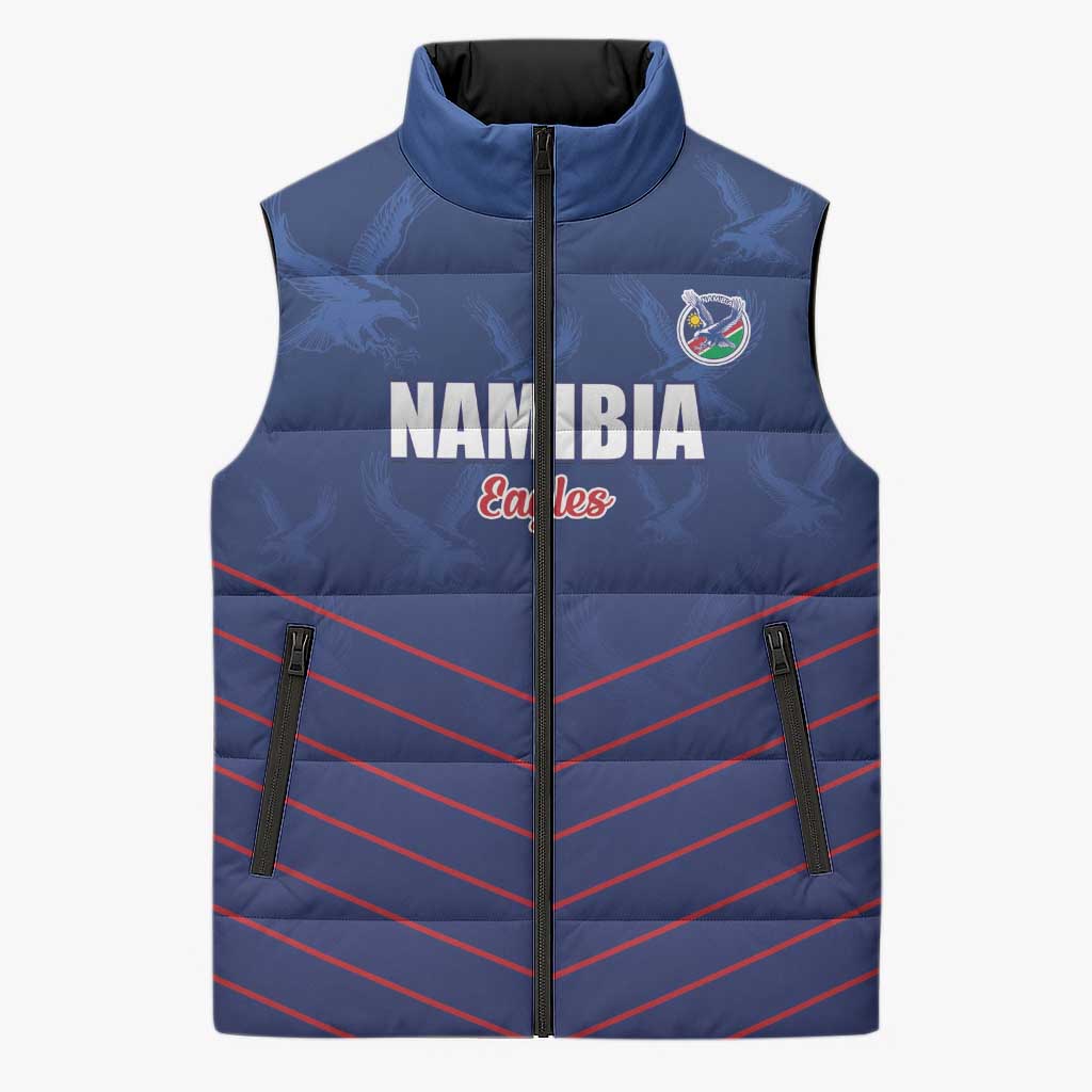 Custom Namibia Cricket Sleeveless Puffer Jacket Go Eagles Go - Wonder Print Shop