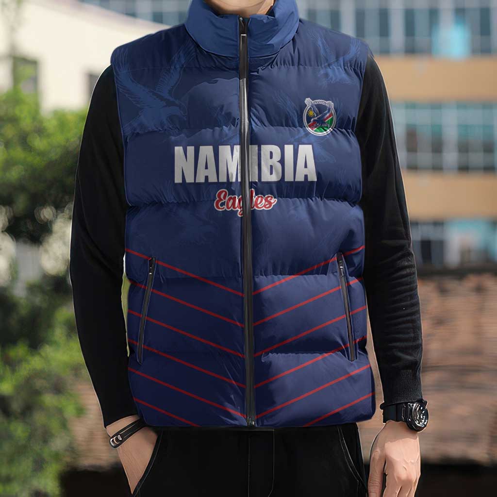 Custom Namibia Cricket Sleeveless Puffer Jacket Go Eagles Go - Wonder Print Shop