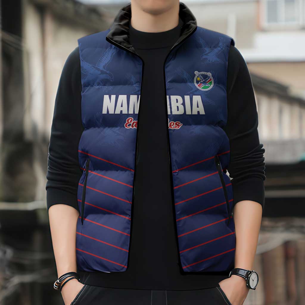 Custom Namibia Cricket Sleeveless Puffer Jacket Go Eagles Go - Wonder Print Shop