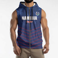 Custom Namibia Cricket Sleeveless Zip Hoodie Go Eagles Go - Wonder Print Shop