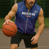 Custom Namibia Cricket Sleeveless Zip Hoodie Go Eagles Go - Wonder Print Shop