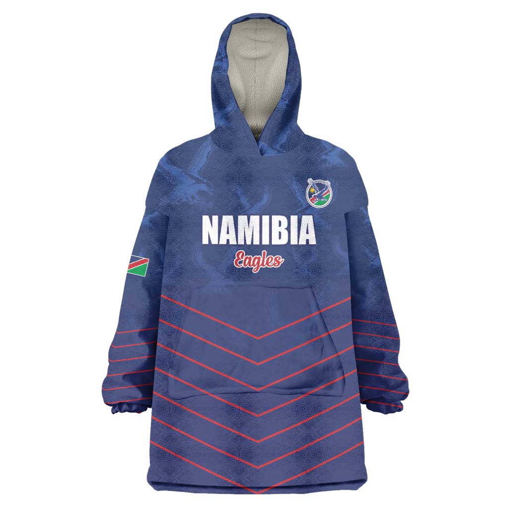Custom Namibia Cricket Wearable Blanket Hoodie Go Eagles Go - Wonder Print Shop