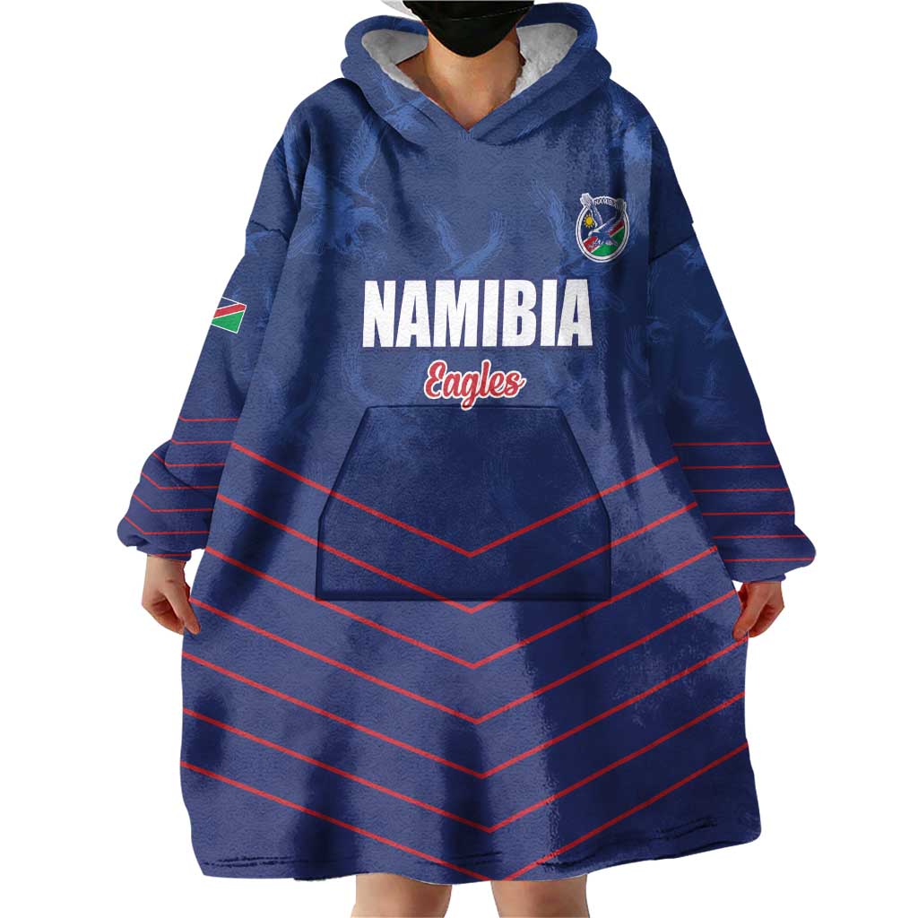 Custom Namibia Cricket Wearable Blanket Hoodie Go Eagles Go - Wonder Print Shop