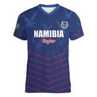 Custom Namibia Cricket Women V-Neck T-Shirt Go Eagles Go - Wonder Print Shop