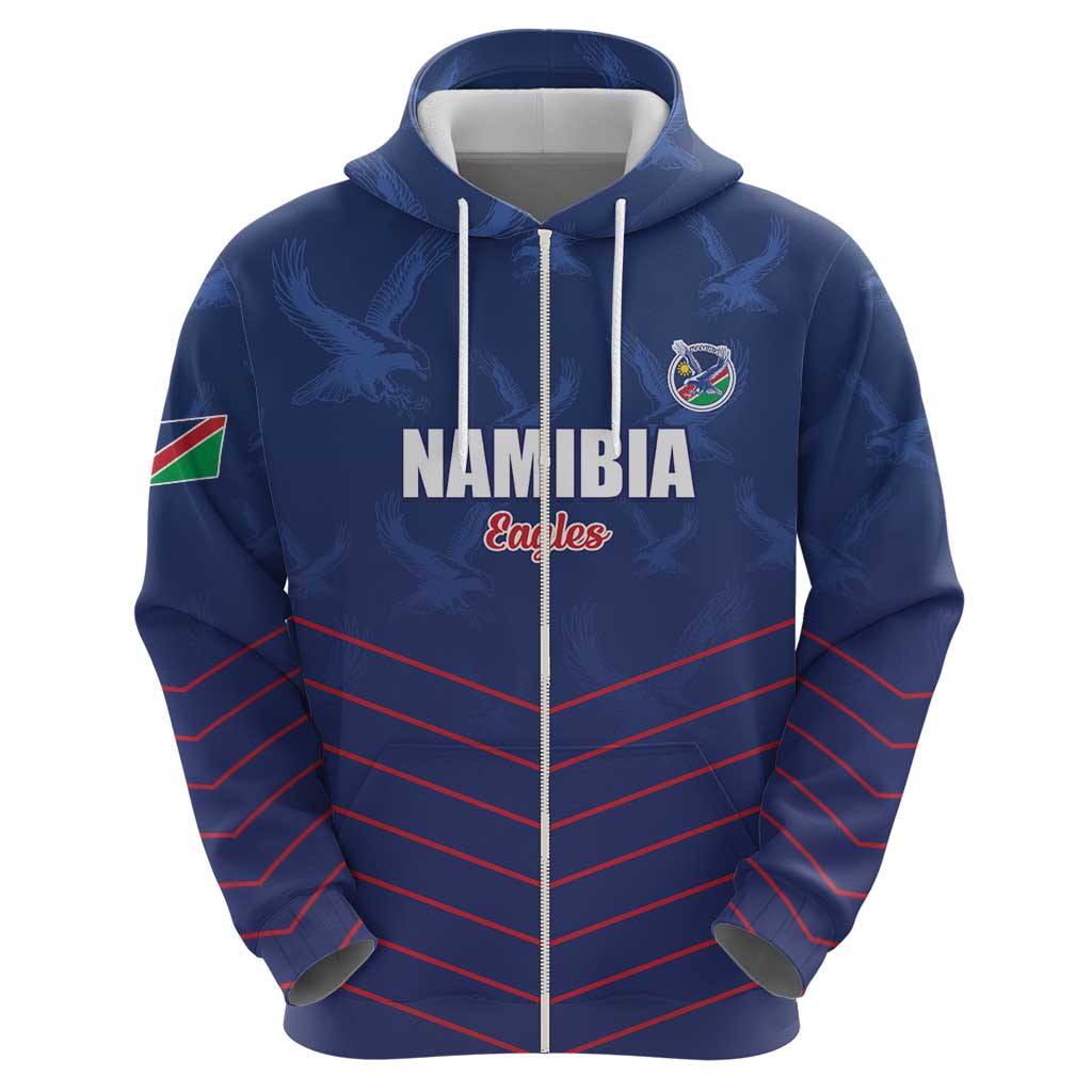 Custom Namibia Cricket Zip Hoodie Go Eagles Go - Wonder Print Shop