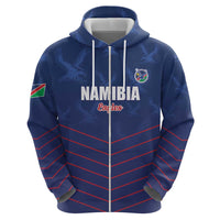 Custom Namibia Cricket Zip Hoodie Go Eagles Go - Wonder Print Shop