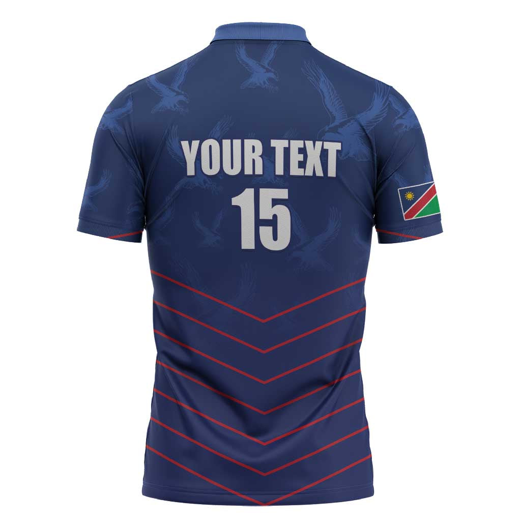 Custom Namibia Cricket Zipper Polo Shirt Go Eagles Go - Wonder Print Shop