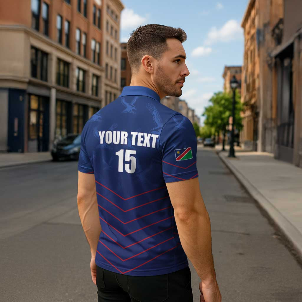 Custom Namibia Cricket Zipper Polo Shirt Go Eagles Go - Wonder Print Shop