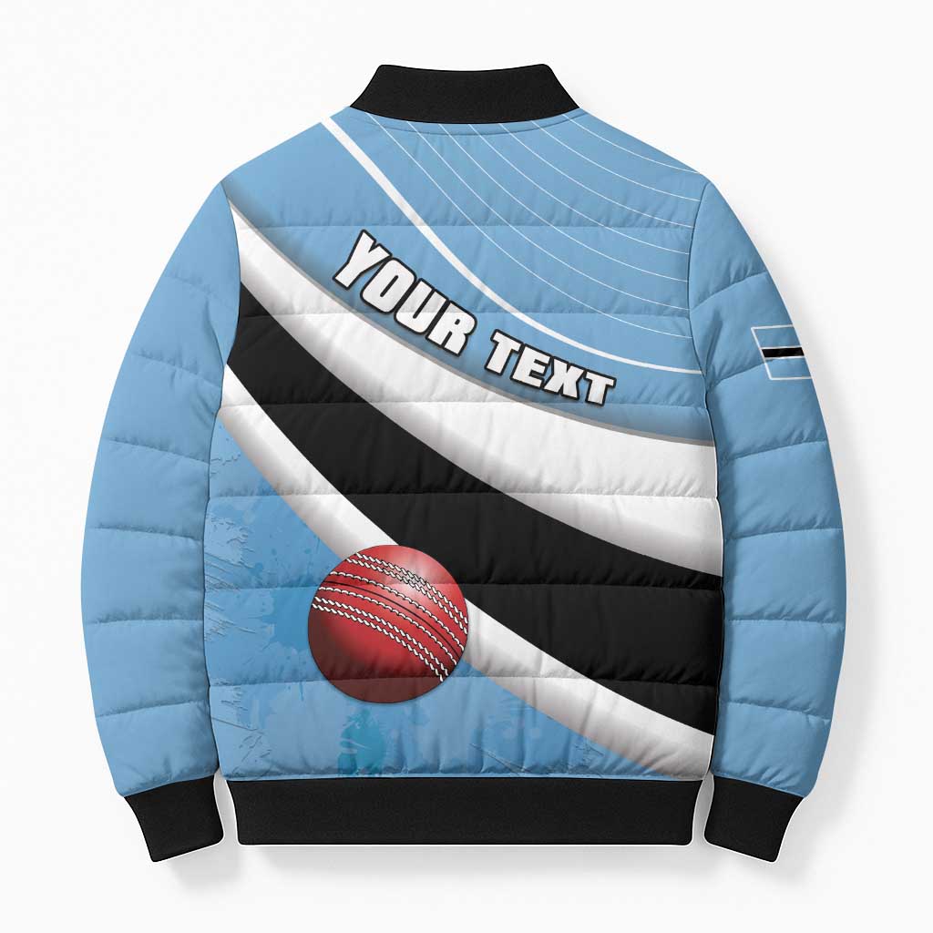 Custom Botswana Cricket Bomber Puffer Jacket Go Baggy Blues - Wonder Print Shop