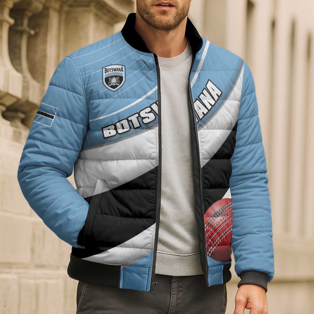 Custom Botswana Cricket Bomber Puffer Jacket Go Baggy Blues - Wonder Print Shop