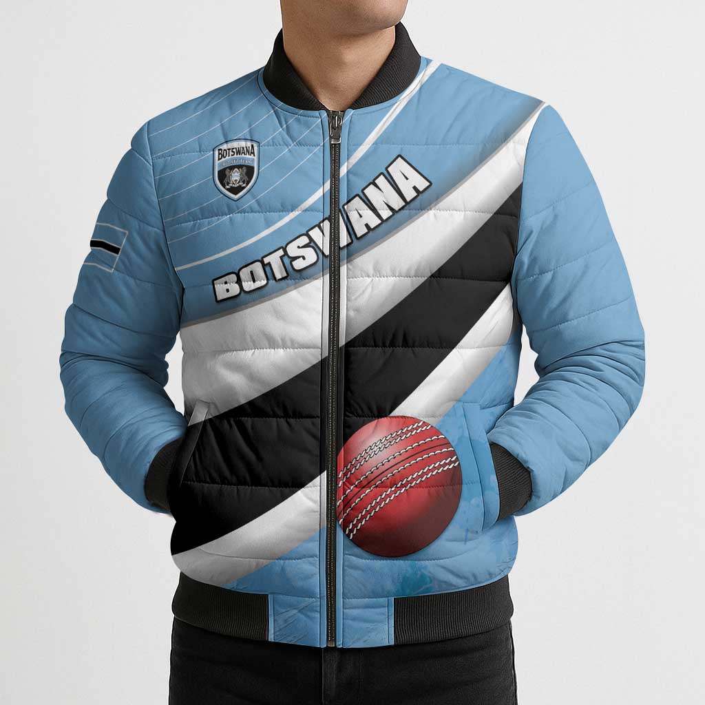 Custom Botswana Cricket Bomber Puffer Jacket Go Baggy Blues - Wonder Print Shop