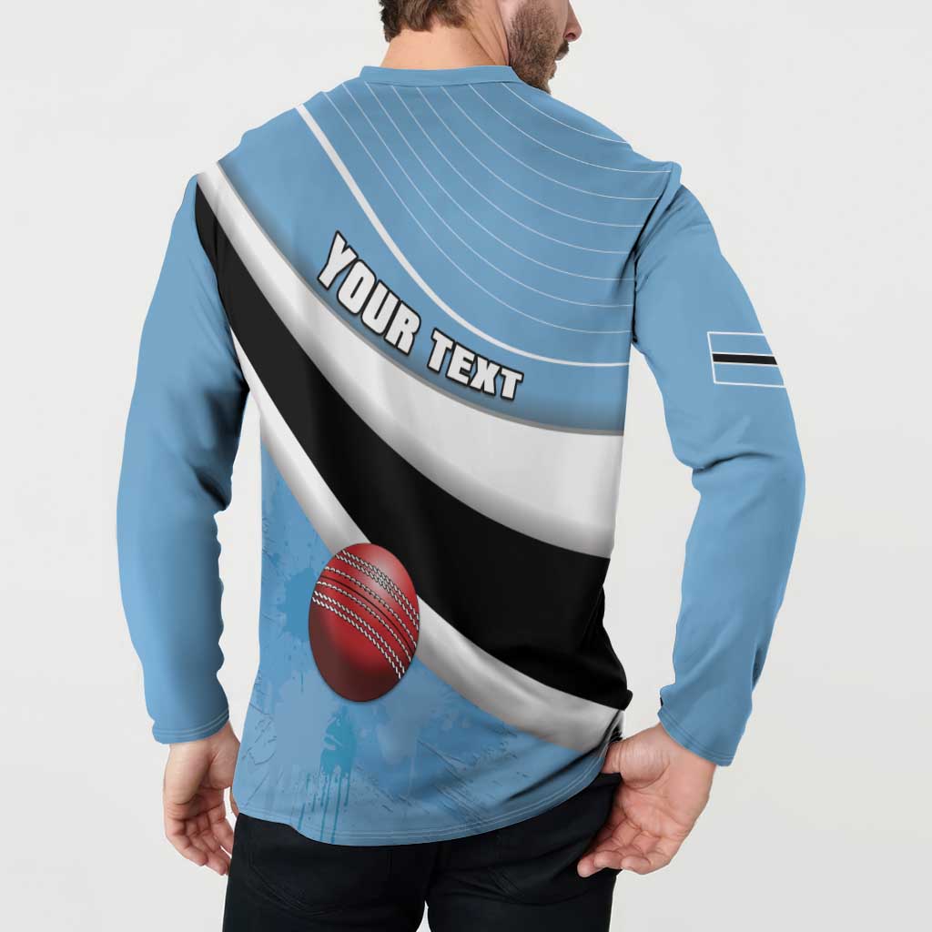 Custom Botswana Cricket Button Sweatshirt Go Baggy Blues - Wonder Print Shop