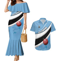 Custom Botswana Cricket Couples Matching Mermaid Dress and Hawaiian Shirt Go Baggy Blues - Wonder Print Shop