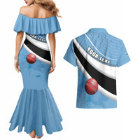 Custom Botswana Cricket Couples Matching Mermaid Dress and Hawaiian Shirt Go Baggy Blues - Wonder Print Shop