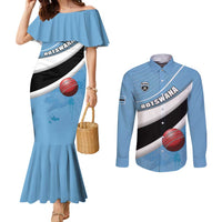 Custom Botswana Cricket Couples Matching Mermaid Dress and Long Sleeve Button Shirt Go Baggy Blues - Wonder Print Shop