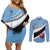 Custom Botswana Cricket Couples Matching Off Shoulder Short Dress and Long Sleeve Button Shirt Go Baggy Blues - Wonder Print Shop