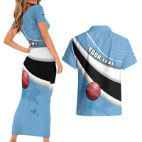 Custom Botswana Cricket Couples Matching Short Sleeve Bodycon Dress and Hawaiian Shirt Go Baggy Blues - Wonder Print Shop