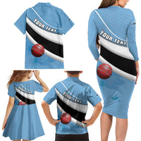 Custom Botswana Cricket Family Matching Long Sleeve Bodycon Dress and Hawaiian Shirt Go Baggy Blues - Wonder Print Shop