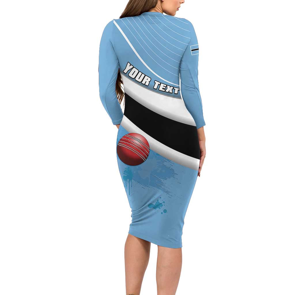 Custom Botswana Cricket Family Matching Long Sleeve Bodycon Dress and Hawaiian Shirt Go Baggy Blues - Wonder Print Shop