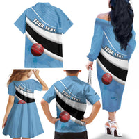 Custom Botswana Cricket Family Matching Off The Shoulder Long Sleeve Dress and Hawaiian Shirt Go Baggy Blues - Wonder Print Shop
