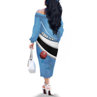 Custom Botswana Cricket Family Matching Off The Shoulder Long Sleeve Dress and Hawaiian Shirt Go Baggy Blues - Wonder Print Shop