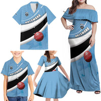 Custom Botswana Cricket Family Matching Off Shoulder Maxi Dress and Hawaiian Shirt Go Baggy Blues - Wonder Print Shop