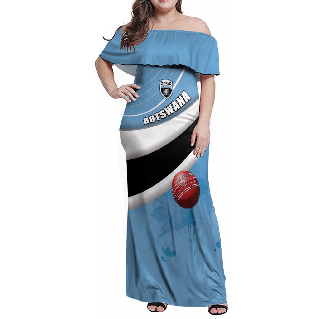 Custom Botswana Cricket Family Matching Off Shoulder Maxi Dress and Hawaiian Shirt Go Baggy Blues - Wonder Print Shop