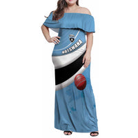 Custom Botswana Cricket Family Matching Off Shoulder Maxi Dress and Hawaiian Shirt Go Baggy Blues - Wonder Print Shop