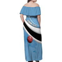 Custom Botswana Cricket Family Matching Off Shoulder Maxi Dress and Hawaiian Shirt Go Baggy Blues - Wonder Print Shop