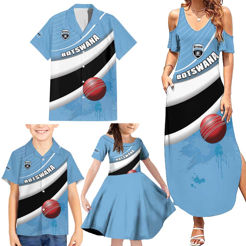 Custom Botswana Cricket Family Matching Summer Maxi Dress and Hawaiian Shirt Go Baggy Blues - Wonder Print Shop